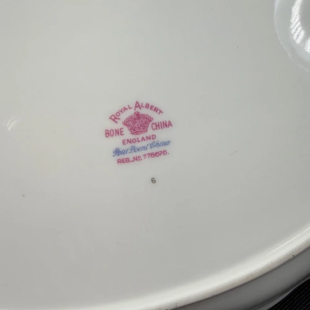 Royal Albert Petit Point China Oval Serving Platter Floral Gold Trim England 10